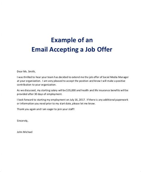 How to accept a job offer email. Things To Know About How to accept a job offer email. 